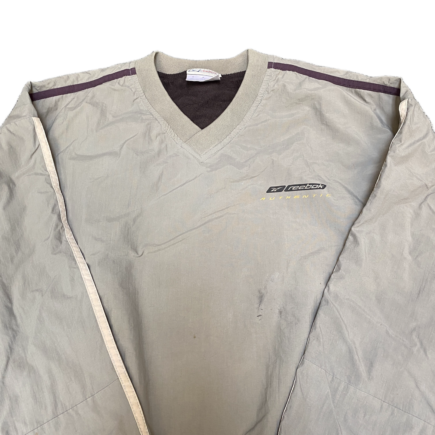 Reebok Authentic Windbreaker Jacket Men L Grey Fleece Lined Long Sleeve Pullover