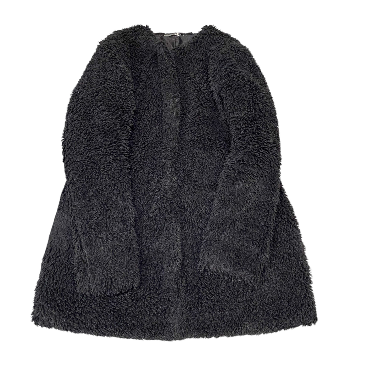 Hema Faux Fur Coat Womens Small Black Lined Cozy Fuzzy Winter Long Sleeve