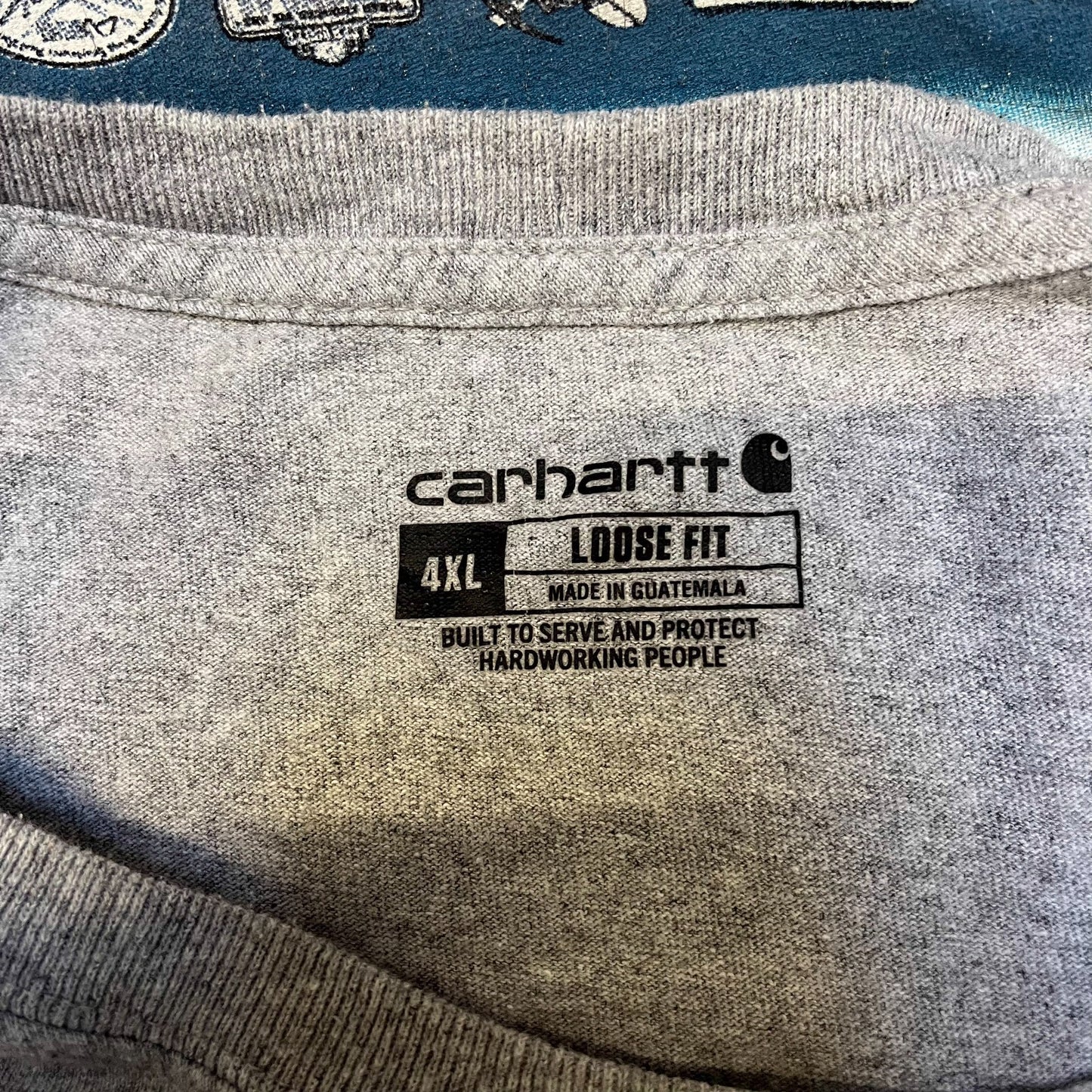 Carhartt Pocket T-Shirt Mens 4XL Grey Arch Resources Graphic Print Long Sleeve