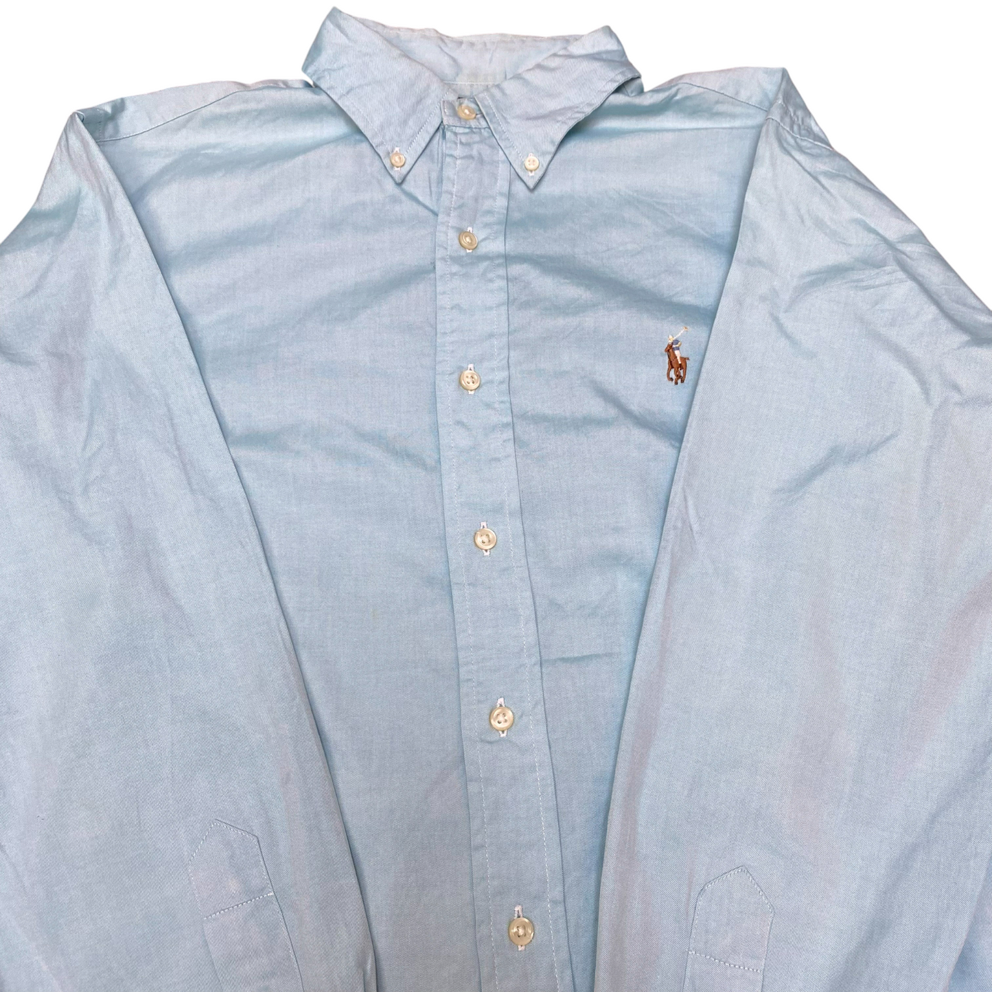 Ralph Lauren Formal Shirt Mens M Blue Classic Fit Long Sleeve Pony Button Down
