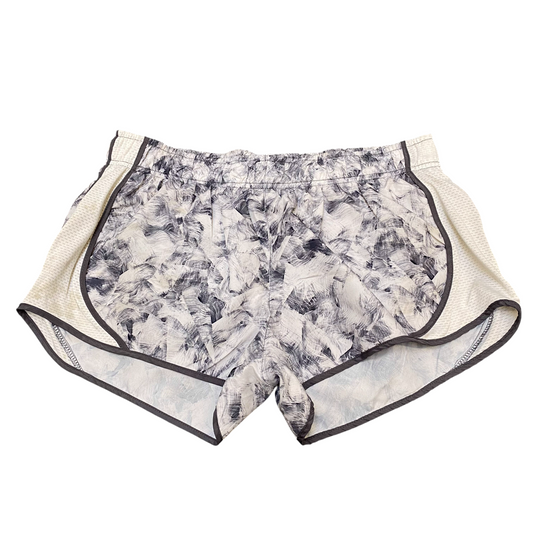 Running Sprinter Shorts Womens Medium White Grey Side Mesh Printed Dolphin Hem