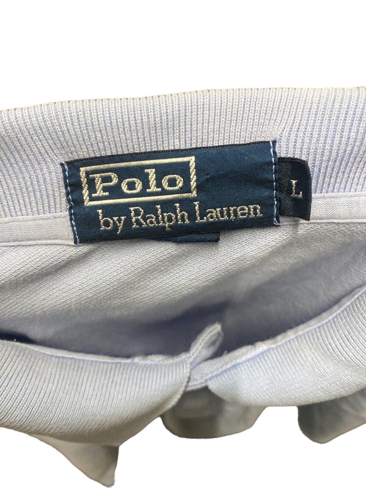 Ralph Lauren Polo Shirt Buttoned Solid Blue Mens L Chest Logo