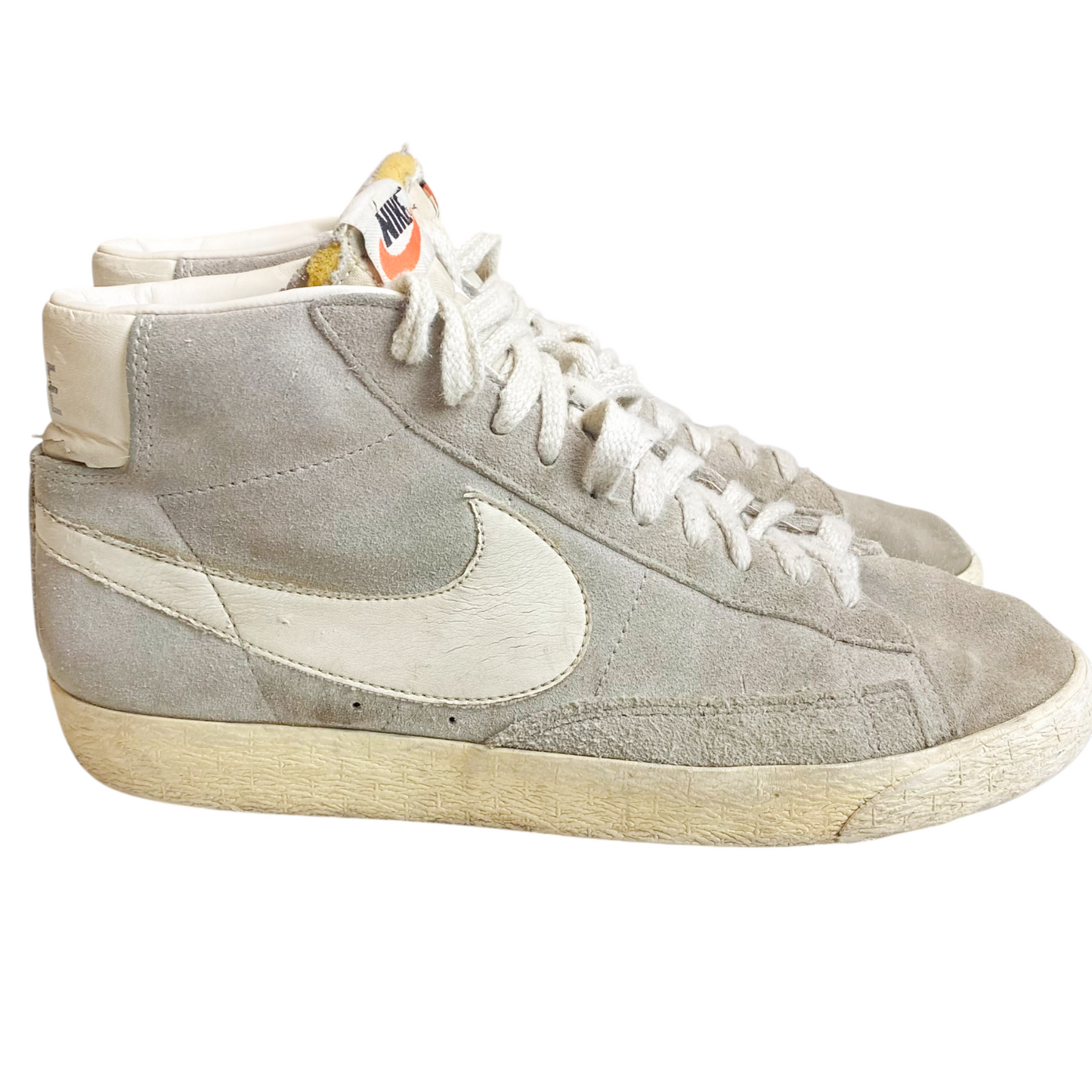 Vintage Nike Blazer Mid Top Casual Sneakers Men's UK 6 Grey Leather Lace Up