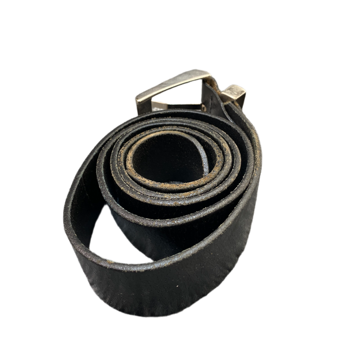 Waist Belt Mens Black Leather Adjustable Stainless Steel Pin Buckle 41 inches