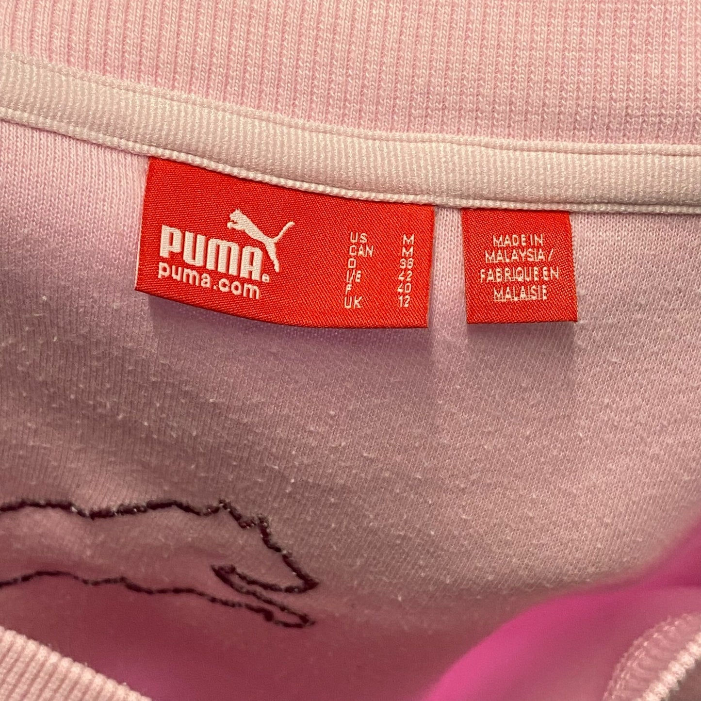 PUMA Sweatshirt Women Medium Pink Adjustable Hem Long Sleeve Round Neck Pullover