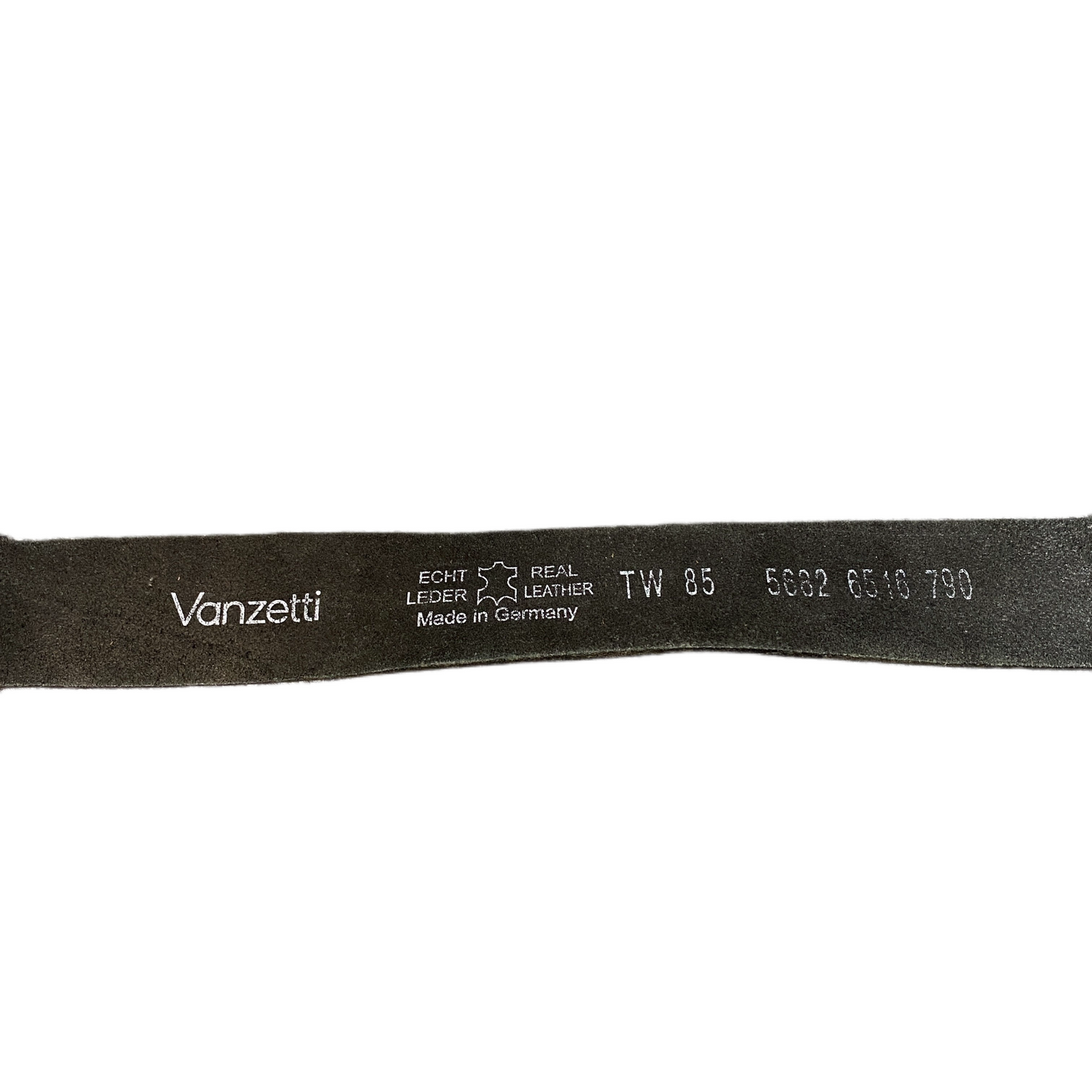 Vanzetti Waist Belt Mens Black Leather Adjustable Silver Pin Buckle 36.5 inches