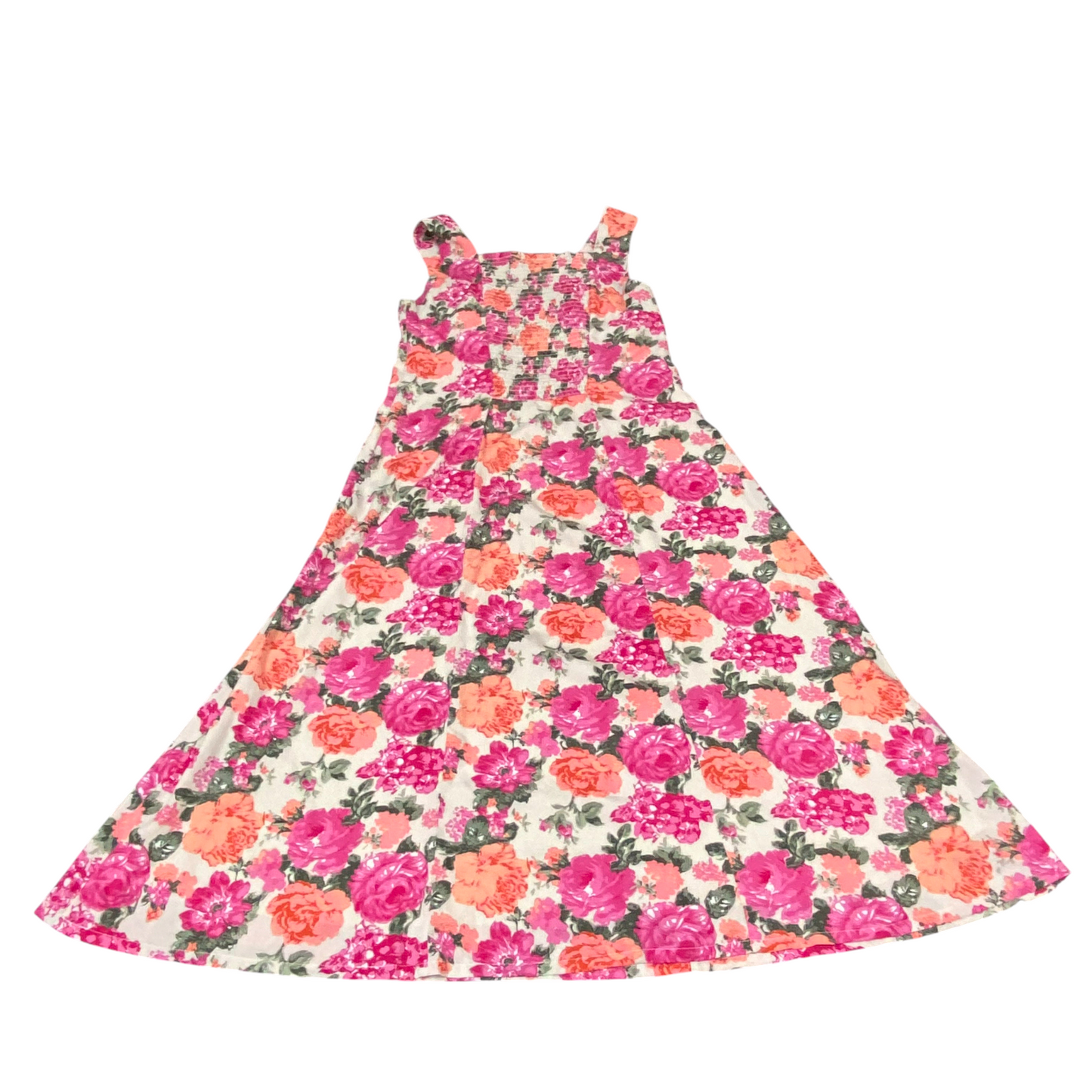 Laurel Kent A-Line Dress Womens S Multi Floral Wide Strap Smocked Back Pullover