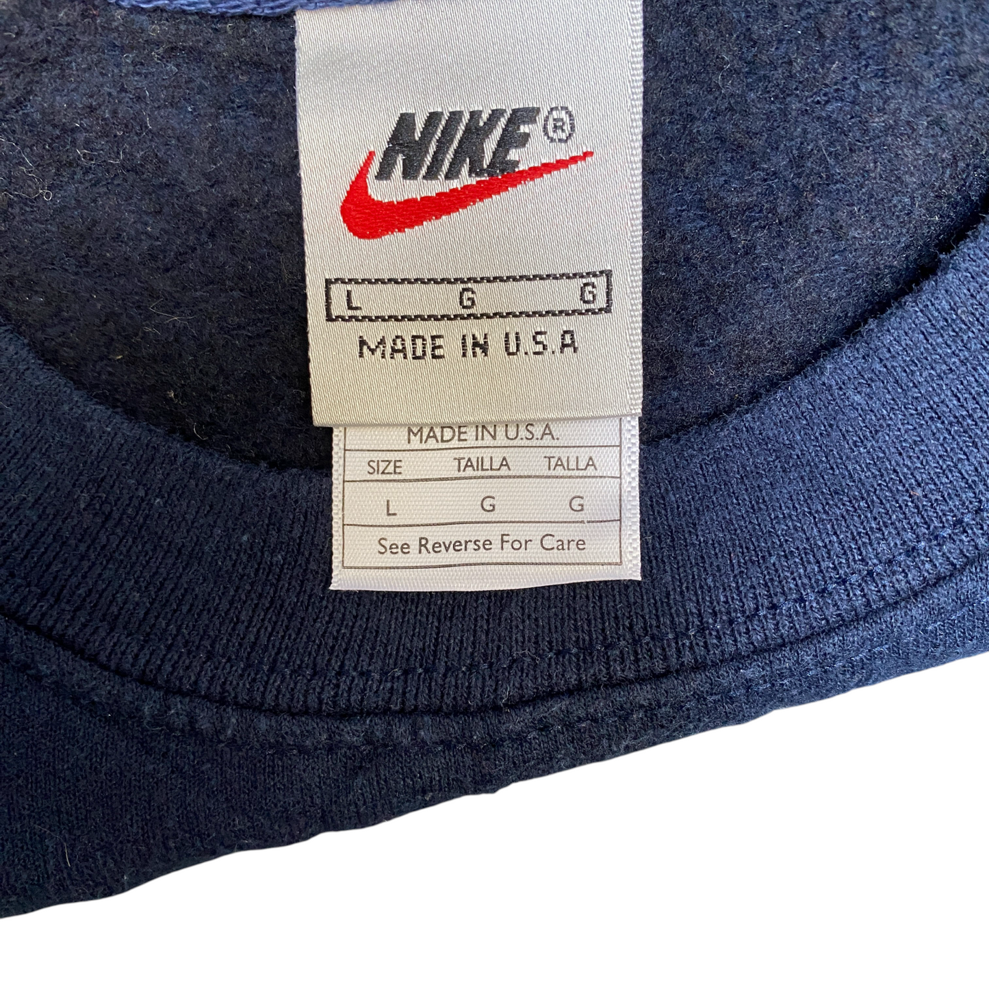 Nike Reworked Sweatshirt Mens Large Coral Navy Embroidered Spellout Logo Vtg Y2K