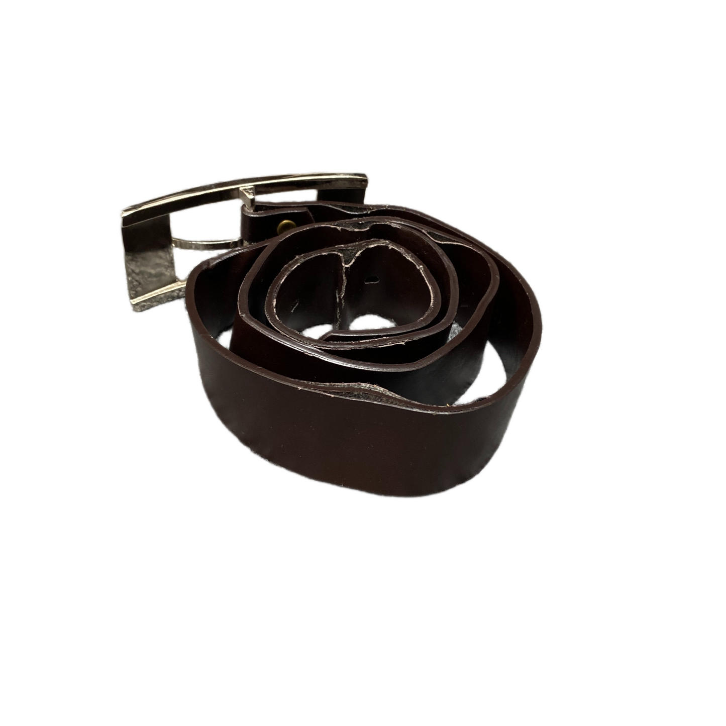 Waist Belt Mens Medium Brown Leather Adjustable Rectangular Buckle 37 Inches