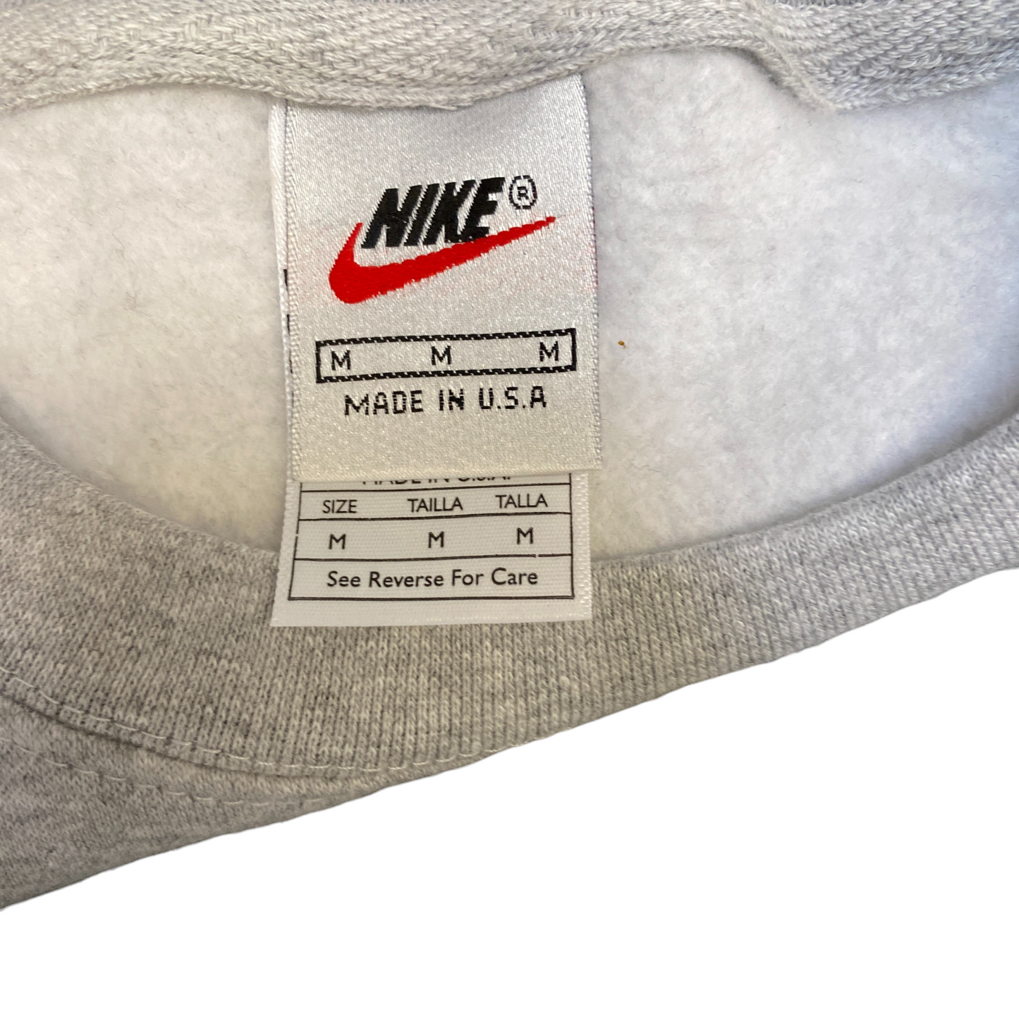 Nike Reworked Sweatshirt Mens Medium Grey Embroidered Spellout Logo Vintage Y2K