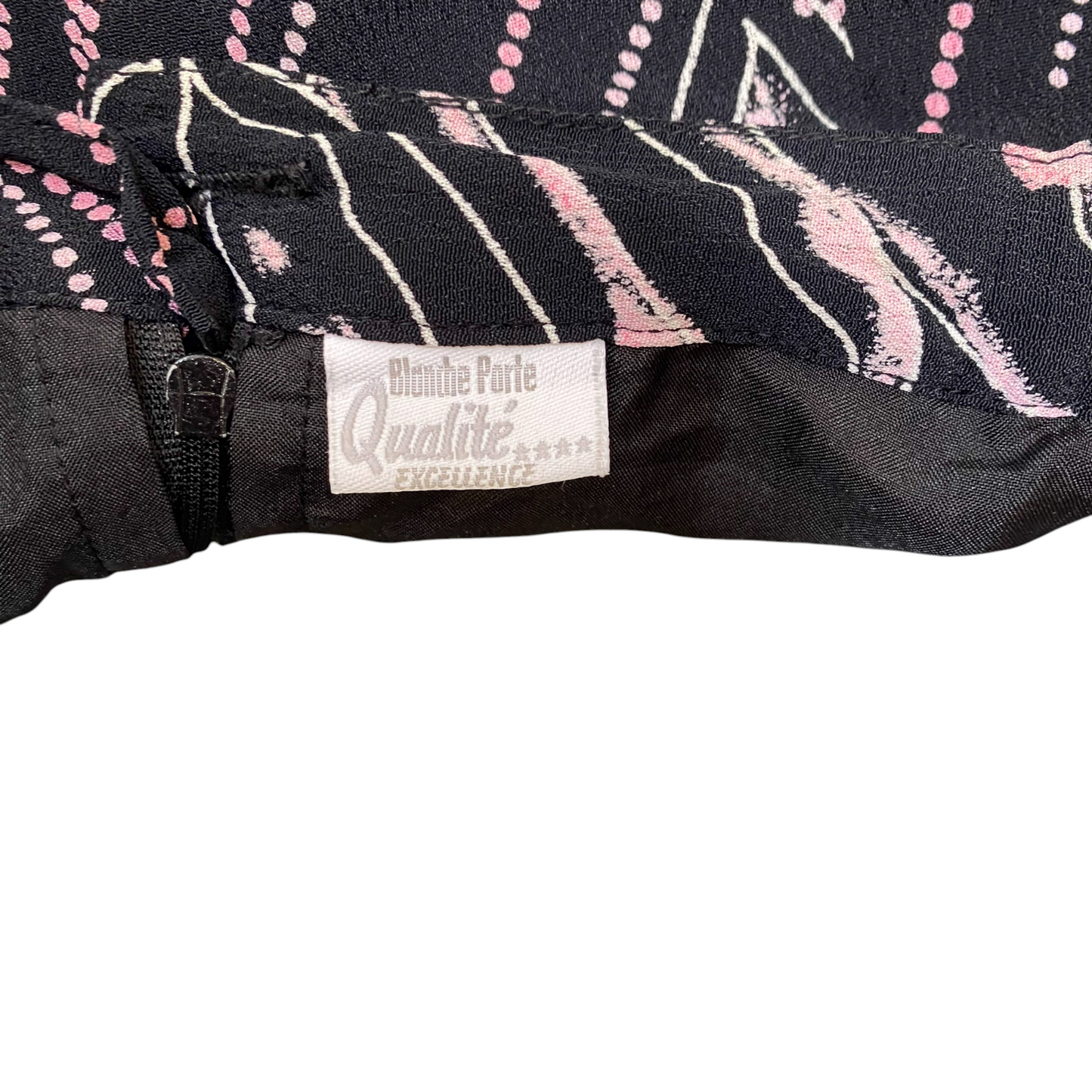 Blanche Porte Qualité A Line Skirt Womens XL Black Pink Floral Lined Side Zip