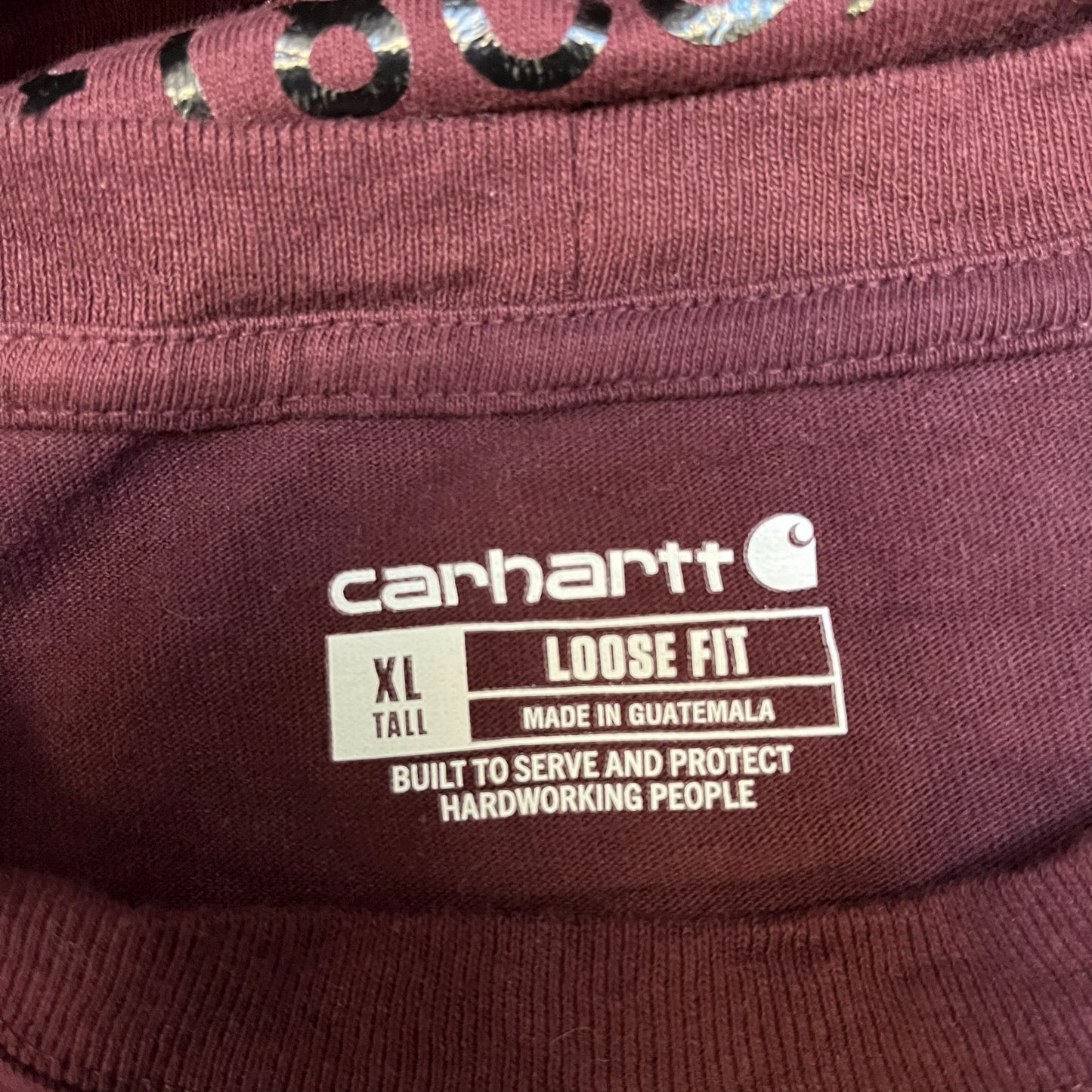 Carhartt Pocket T-Shirt Mens XL Tall Maroon Loose Fit Short Sleeve Summer Tee