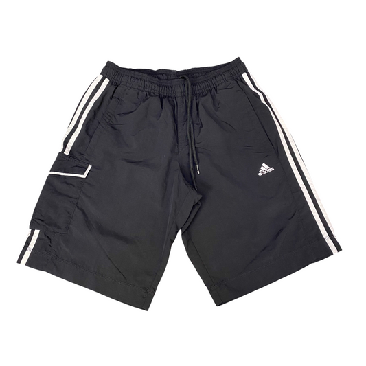 Adidas Running Shorts Mens Small Black 3 Stripes Athletic Gym Drawstring Waist