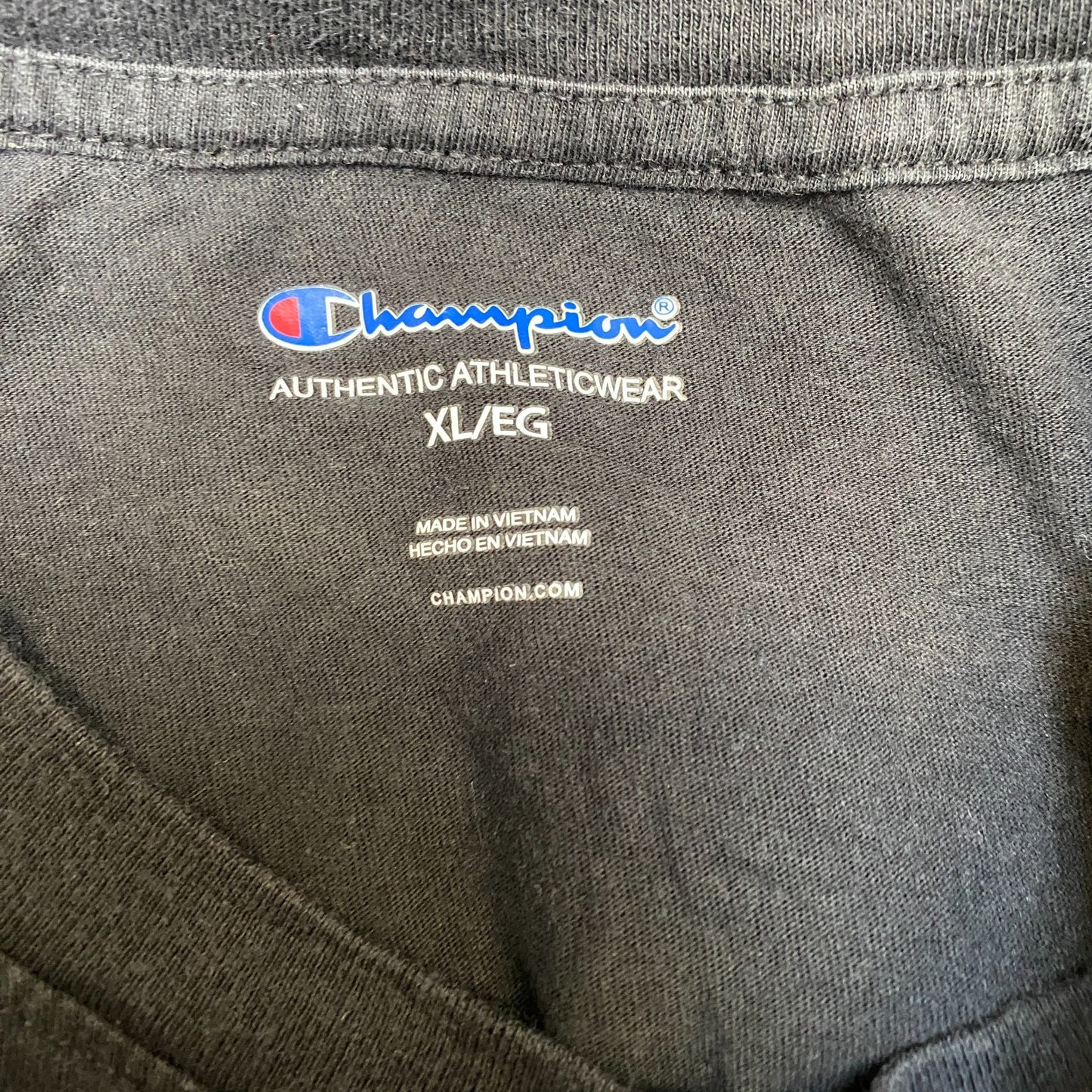 Champion Authentic Activewear T-Shirt Mens XL Black Graphic Logo Pullover Tee