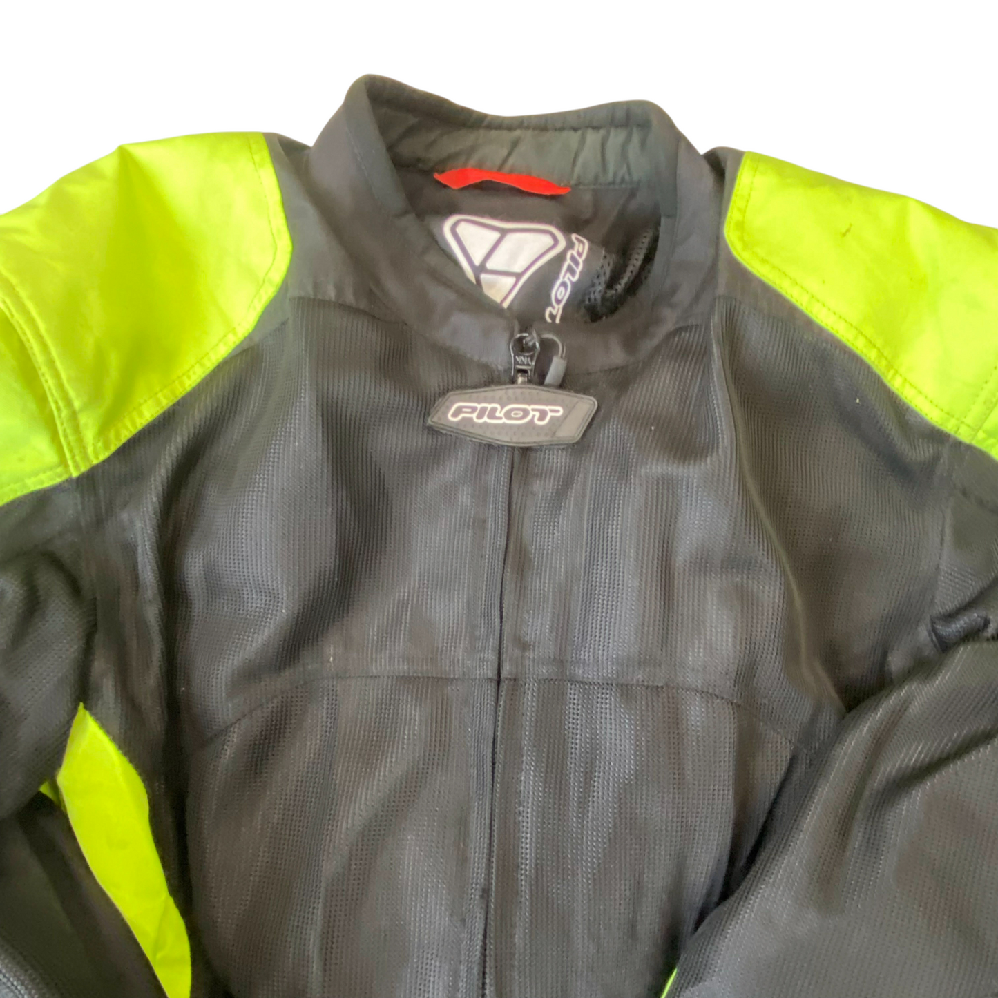 Pilot Motorsport Direct Air Mesh Motorcycle Jacket Mens Large Black Green Zip Up