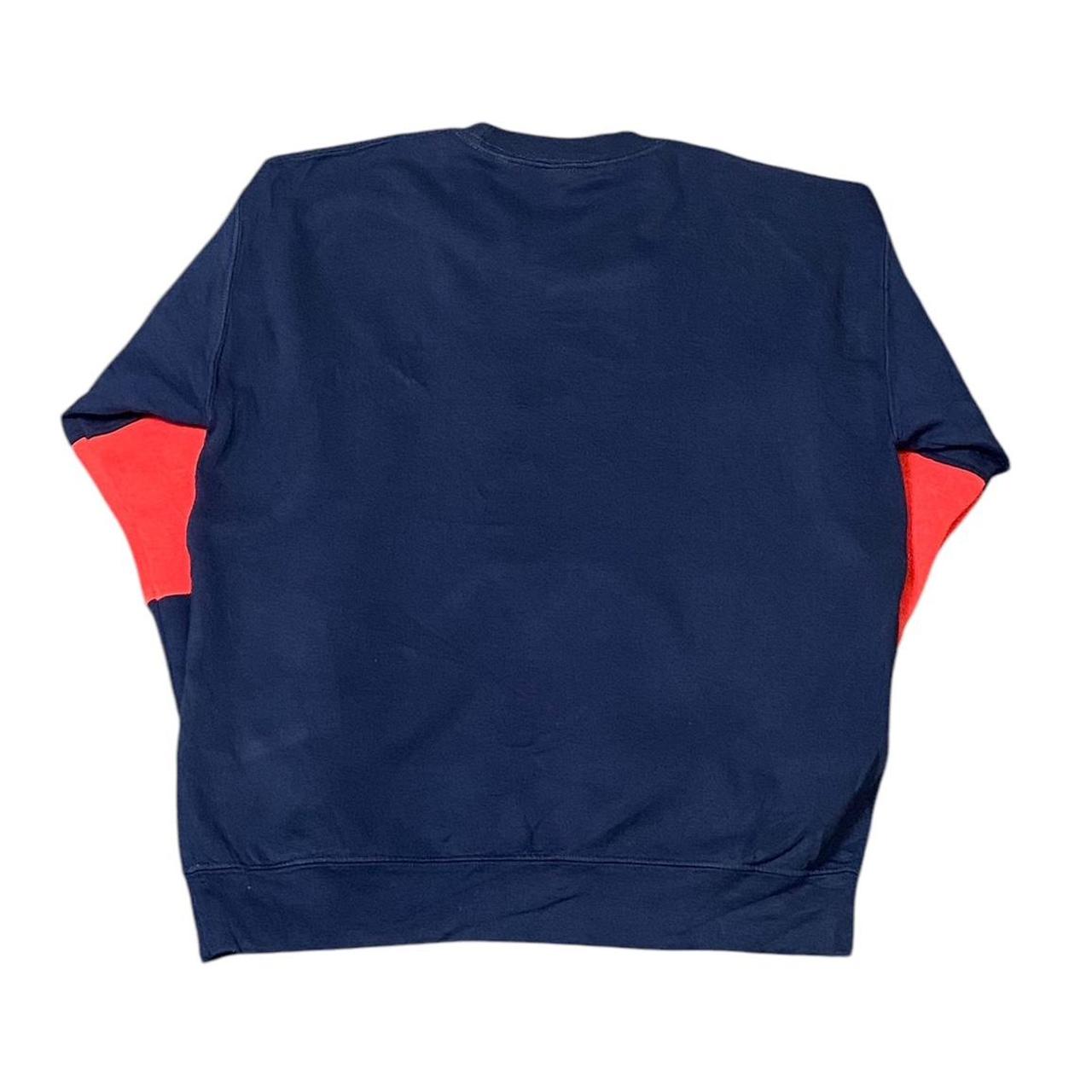 Nike Reworked Sweatshirt Mens Medium Red Navy Spellout Logo Crew Neck Vtg Y2K