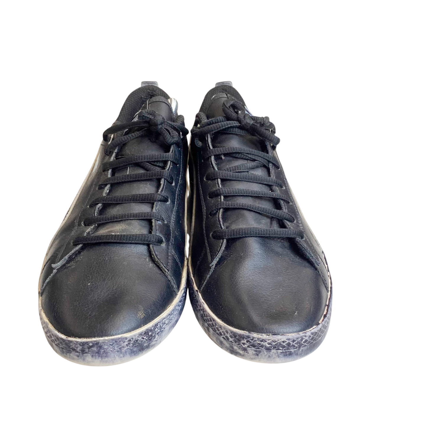 Puma Smash V2 Casual Sneakers Womens 7.5 Black & White Leather Comfort Lace Up