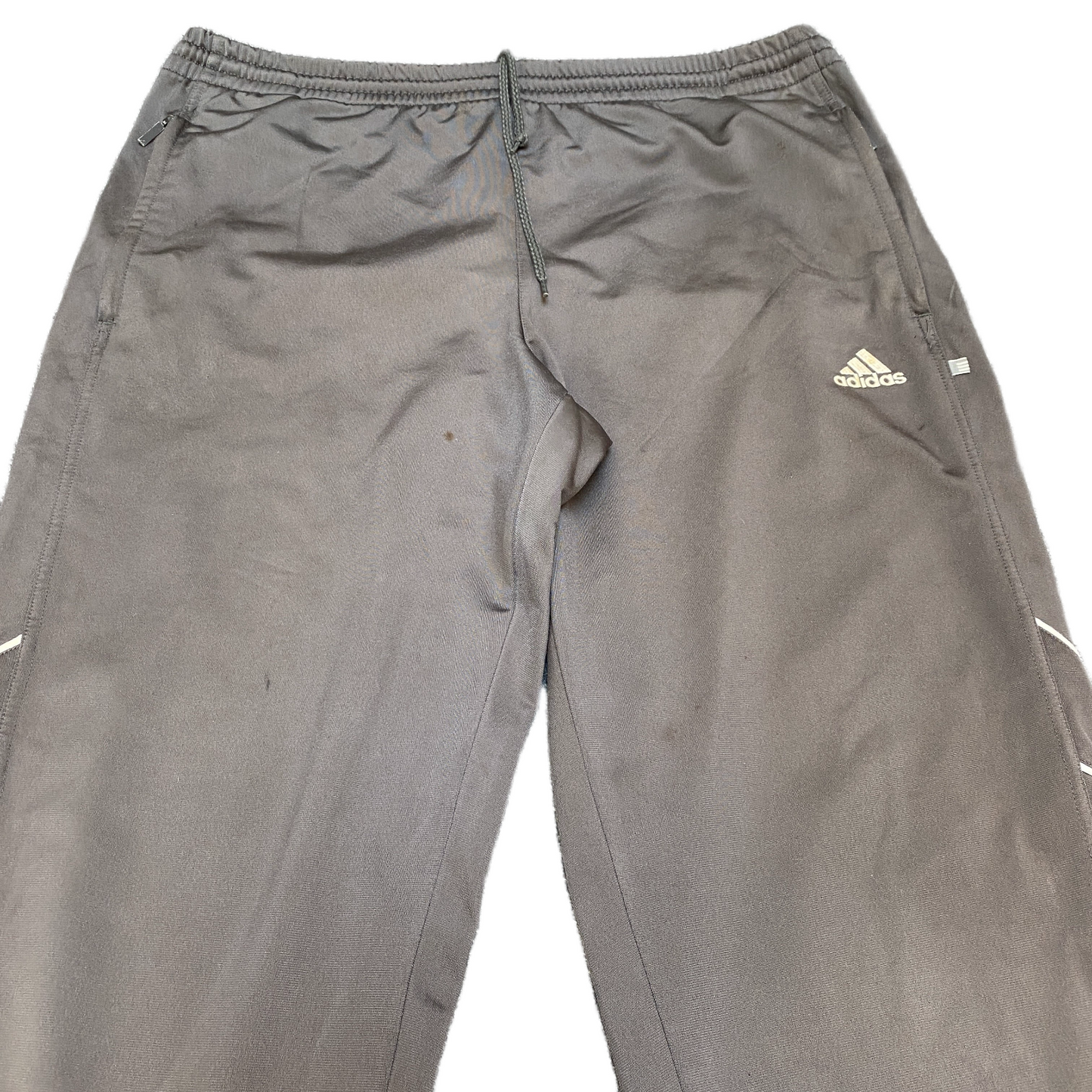 Adidas Joggers Fits as Mens 38" Waist Grey White 3-Stripes Drawstring Trousers