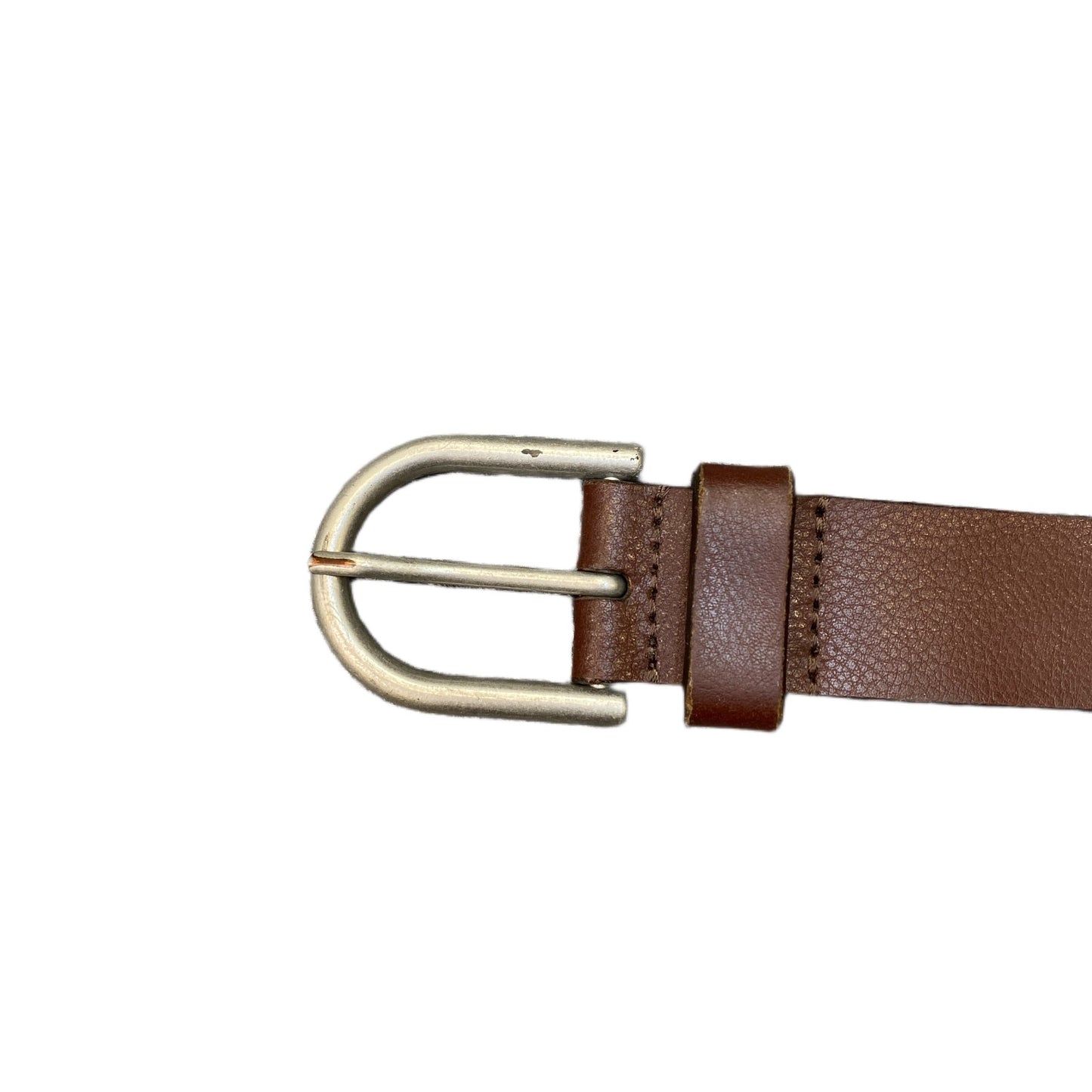Waist Belt Mens Brown Leather Adjustable Silver D- Shape Buckle 41 Inches