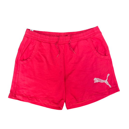 PUMA Foundation Athletic Shorts Womens Large Red Stretch High Waist Drawstring
