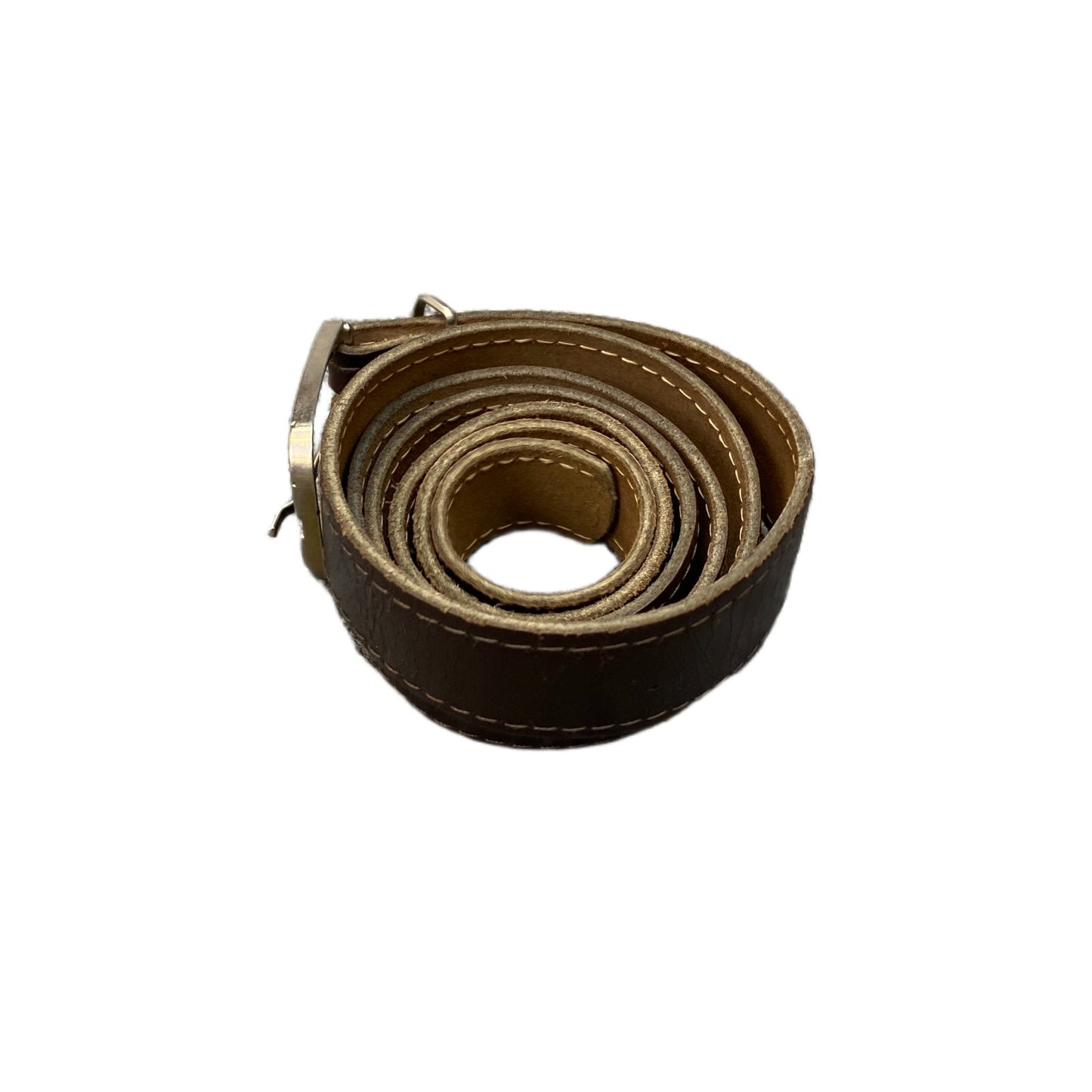 Waist Belt Men Brown Rugged Leather Adjustable Silver Pin Buckle 46 Inches