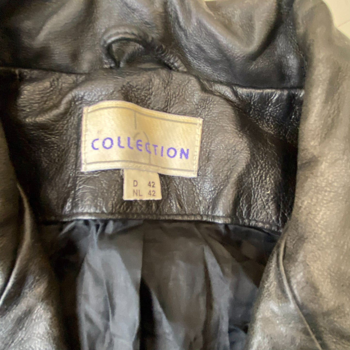 Collection Leather Blazer Jacket Womens Medium Black Notch Lapel Single Breasted