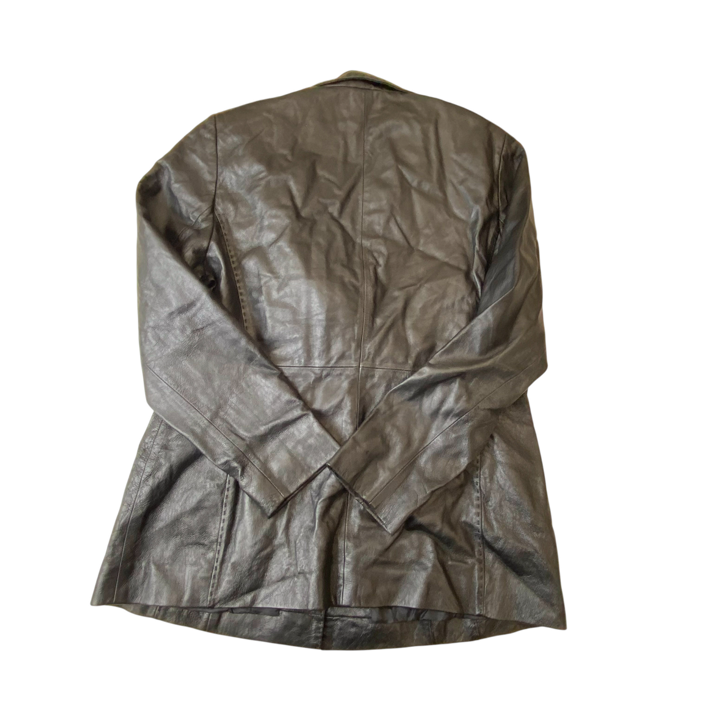 Collection Leather Blazer Jacket Womens Medium Black Notch Lapel Single Breasted