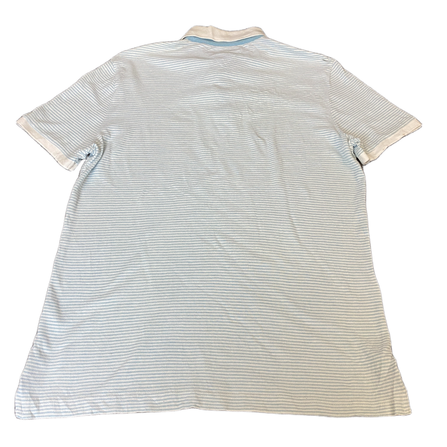 Tommy Hilfiger Polo Shirt Mens Small White Blue Striped Golf Performance Popover