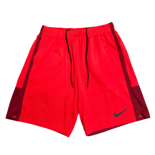 Nike Basketball Shorts Large Red Swoosh Logo Elastic Waist Drawstring Athletic