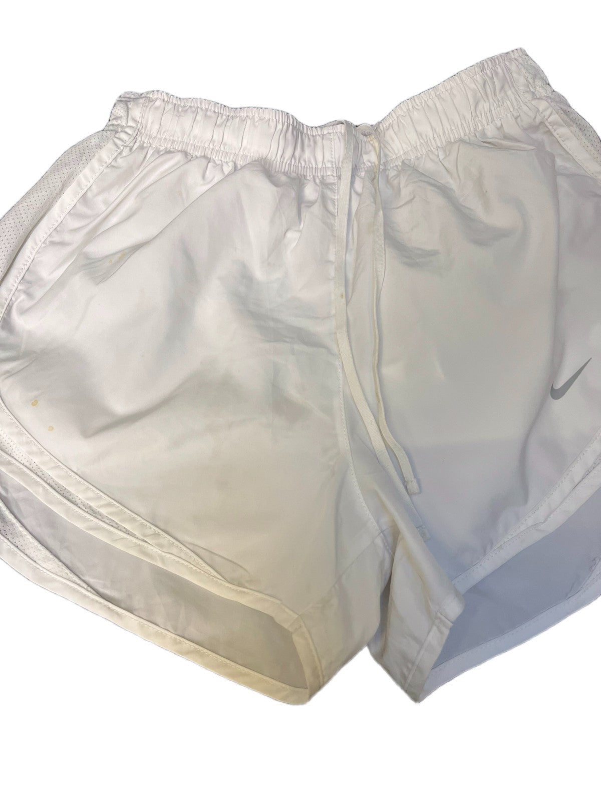 Nike Dri-FIT Running Shorts Womens Small 24" Waist White Performance Dolphin Hem