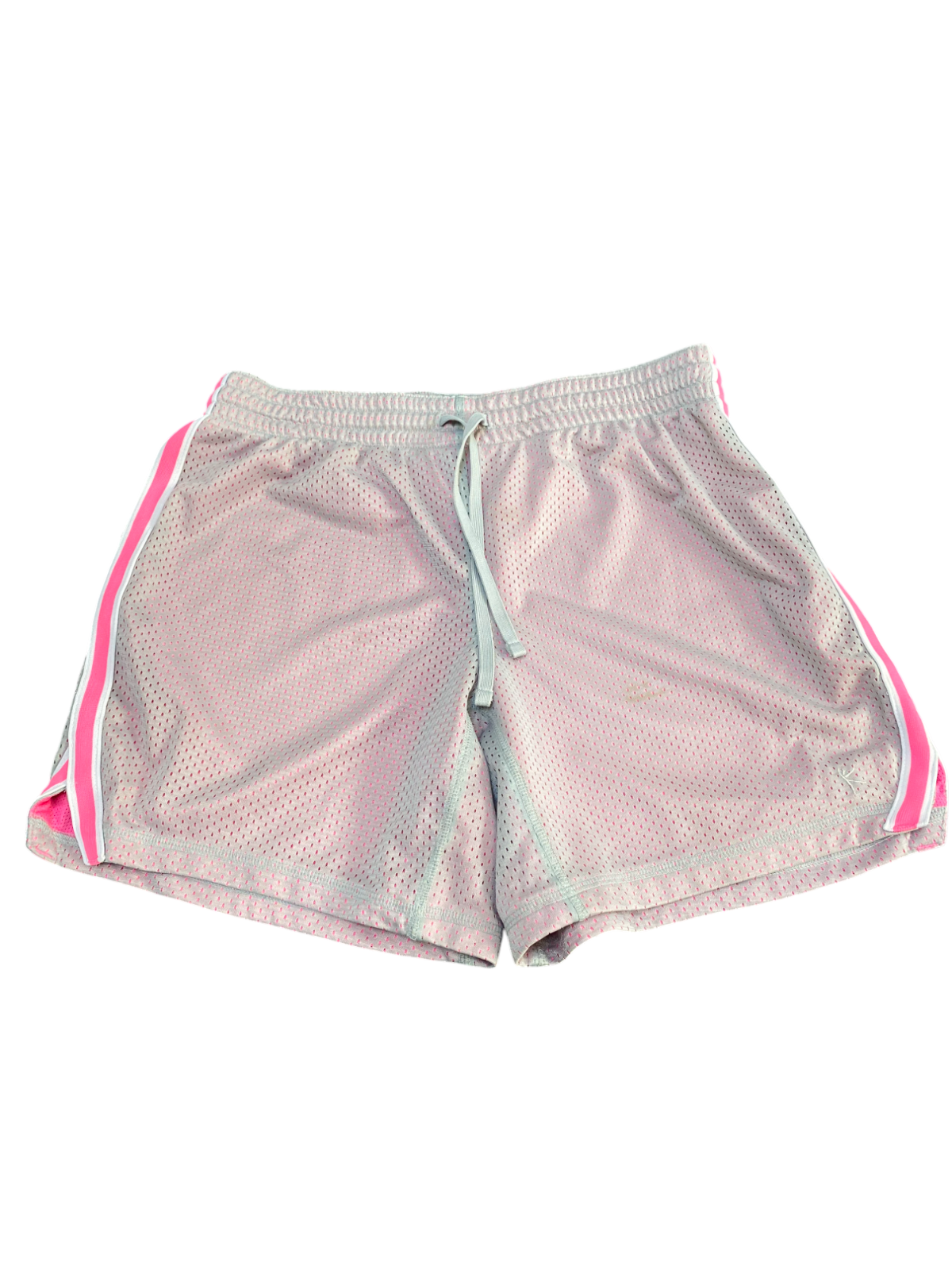 Running Shorts Womens Medium Soft Silver Allover Mesh Athletic Drawstring Waist