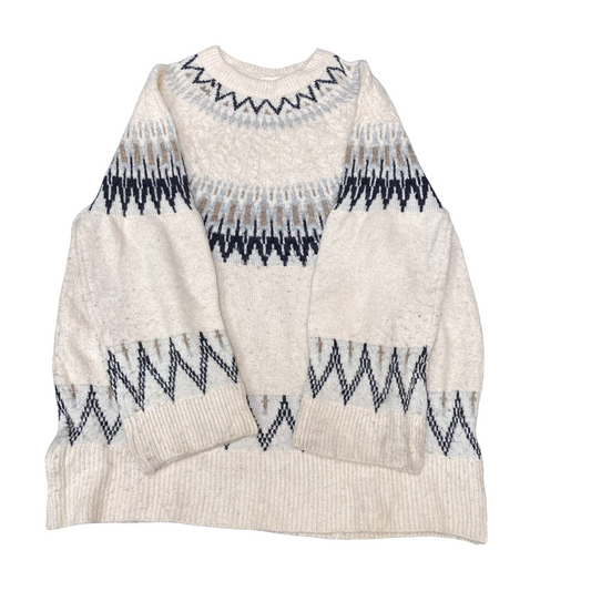 Earth Music & Ecology Jumper Womens Large Cream Fair Isle Nordic Warm Pullover