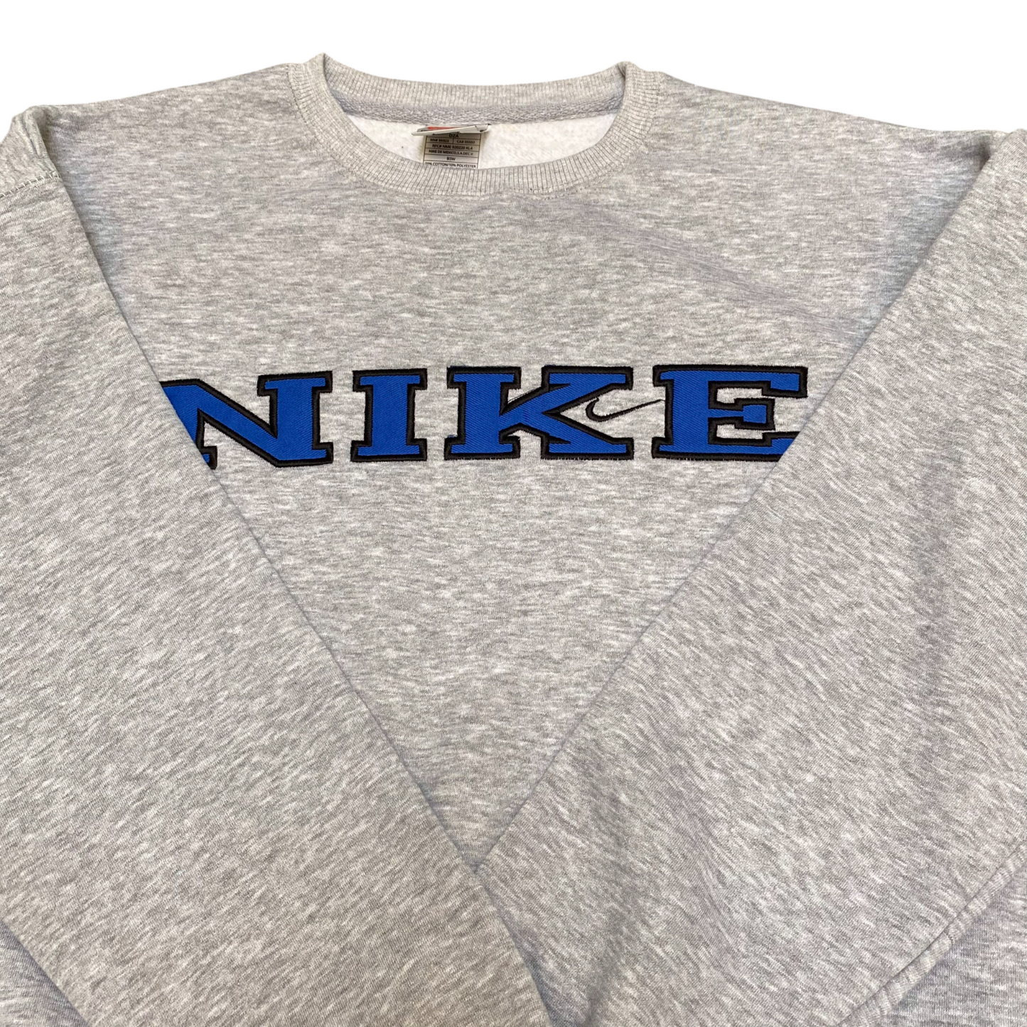 Nike Reworked Sweatshirt Mens Small Grey Embroidered Spellout Logo Crew Neck