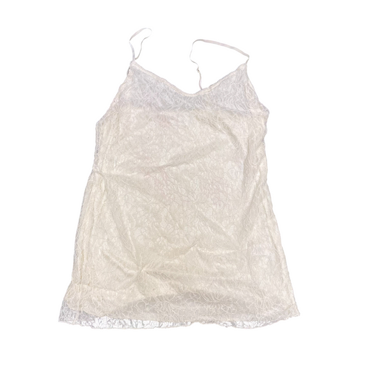 Cato Camisole Top Womens S Cream Lace Floral Adjustable Strap V-Neck Pullover