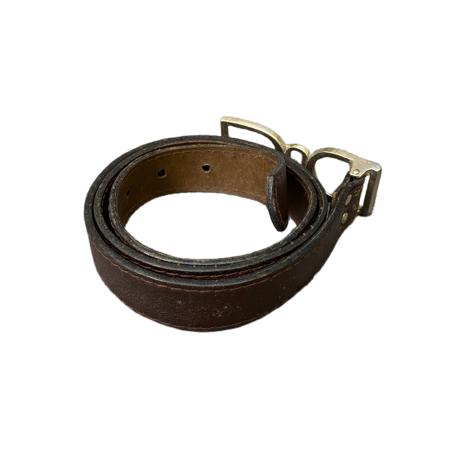 Vintage Waist Belt Men Brown Leather Adjustable Silver Pin Buckle 35 inches