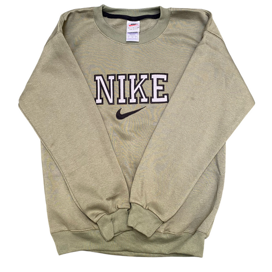 Nike Reworked Sweatshirt Mens S Green Heather Embroidered Long Sleeve Crew Neck