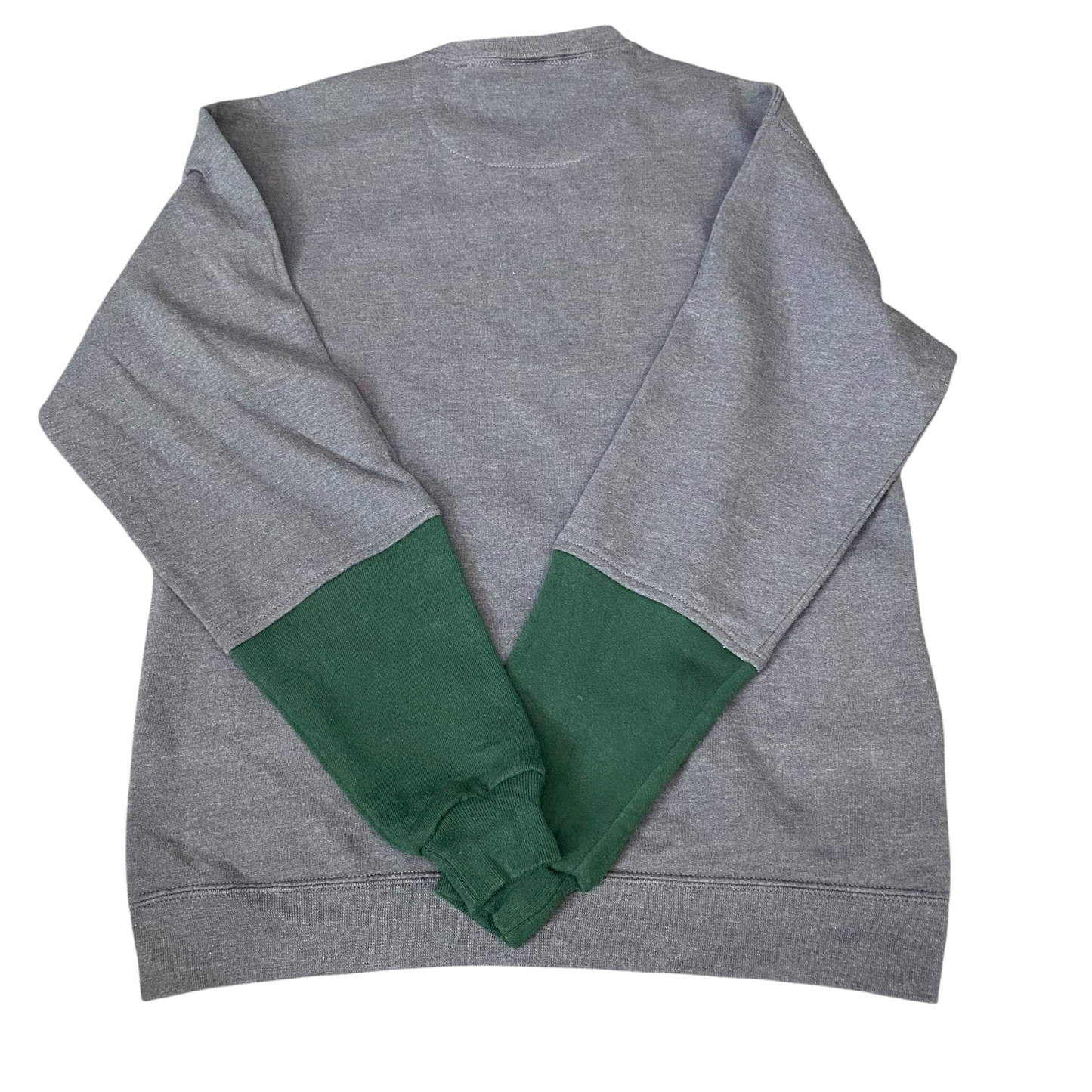 Nike Reworked Sweatshirt Mens S Green Grey Embroidered Spellout Logo Vintage Y2K