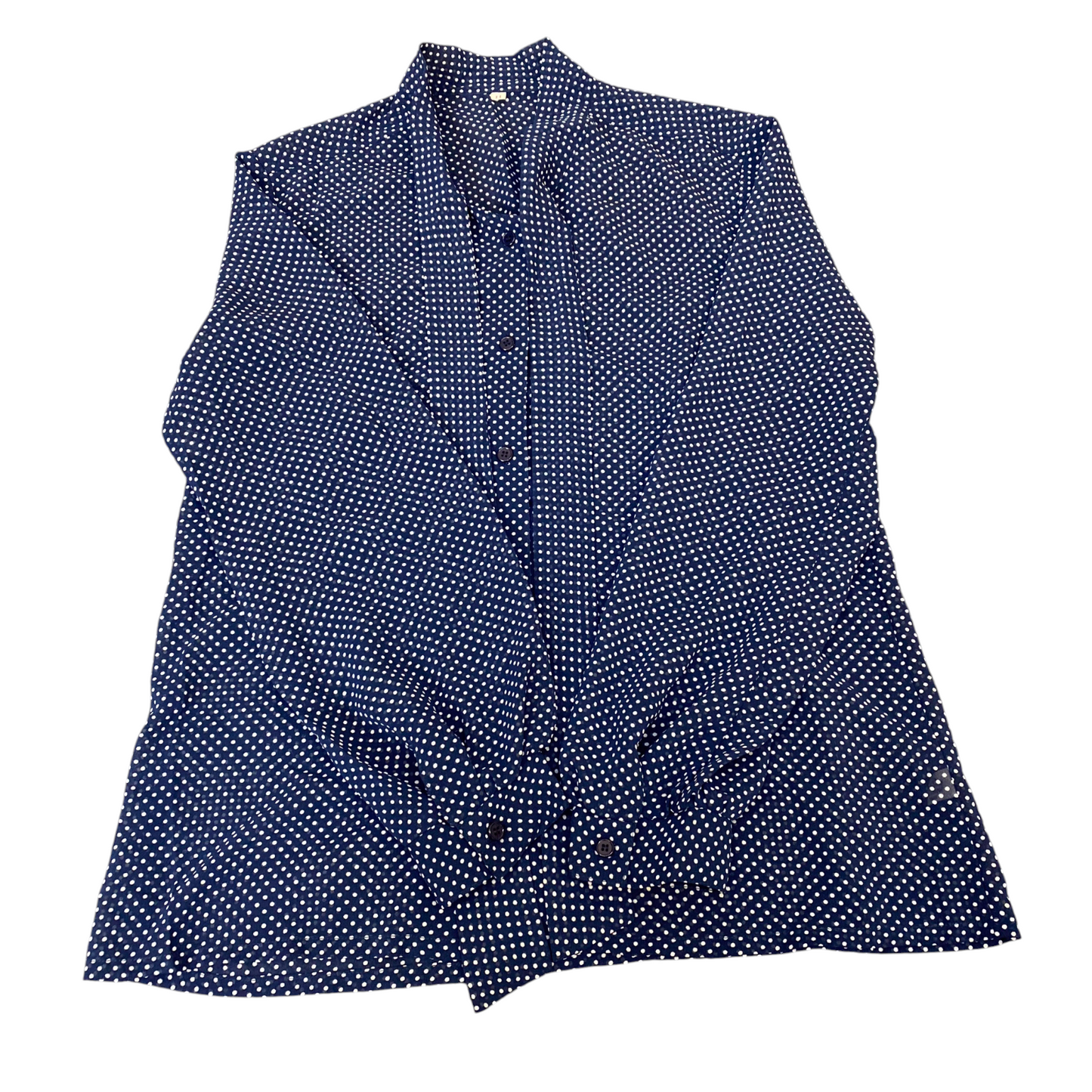 Womens Shirt Dress M Navy Polka Dot Casual Long Sleeve Collared Button Down