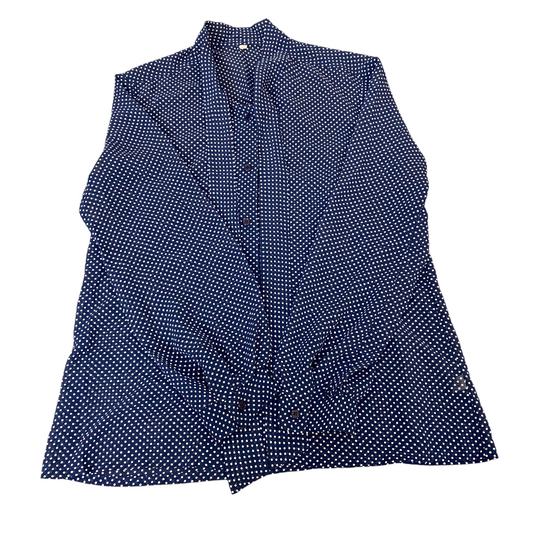 Womens Shirt Dress M Navy Polka Dot Casual Long Sleeve Collared Button Down
