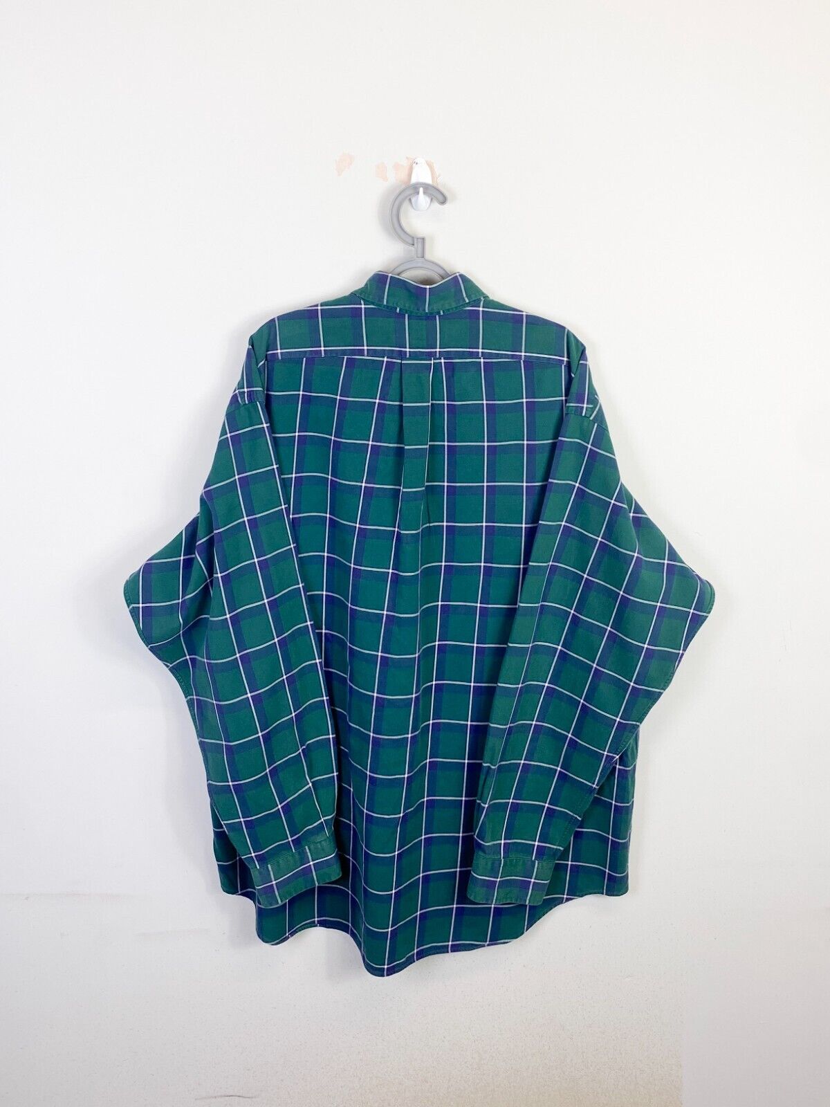 Ralph Lauren Shirt Mens XL Green Check Tilden Cotton Small Blue Polo Pony Logo