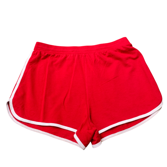 No Boundaries Sprinter Running Shorts Womens L Red Elastic Waist Dolphin Hem