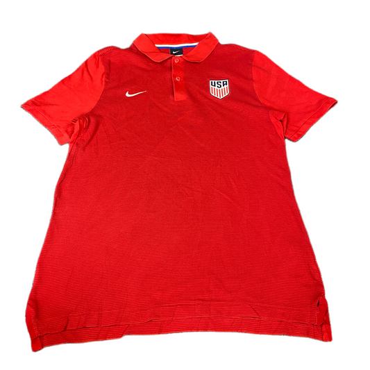 National Team U.S. Soccer Nike Football Sports Polo Shirt Mens Small Red Popover