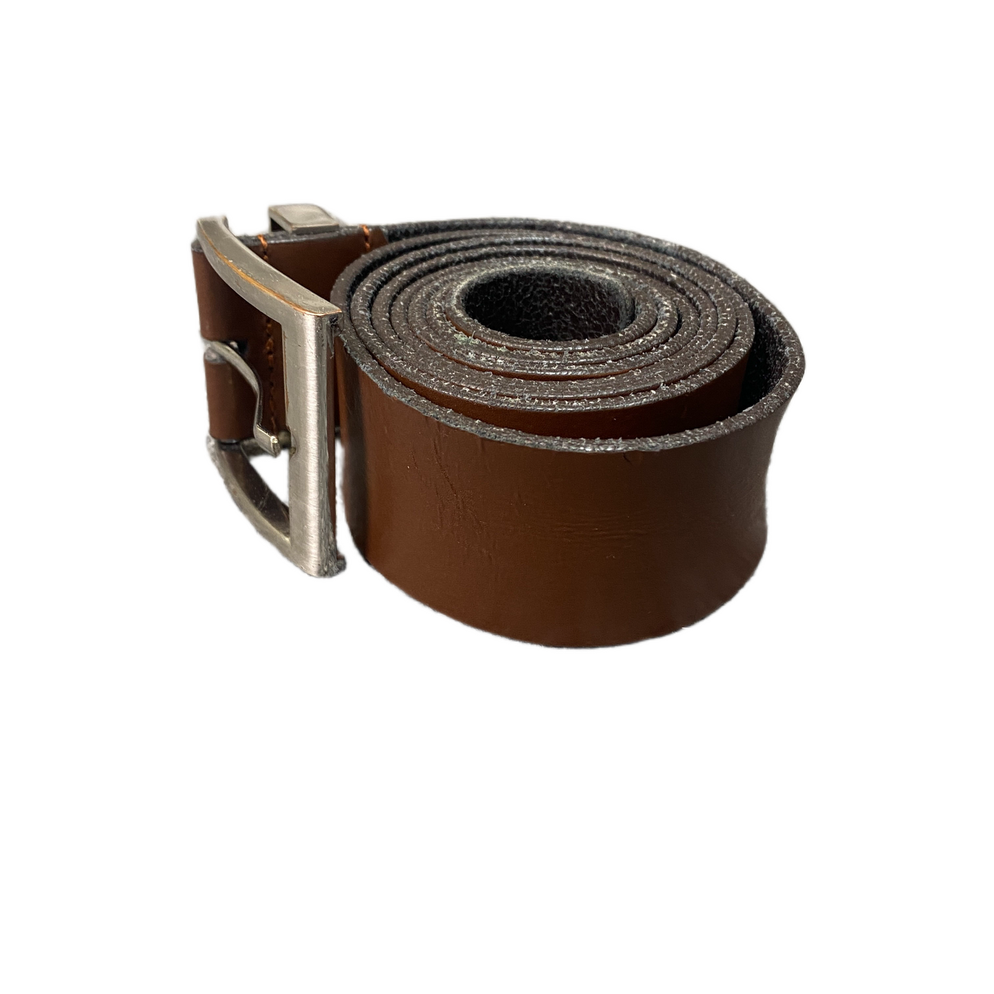 Hugo Boss Waist Belt Mens Brown Adjustable Leather Silver Buckle 46.5 inches