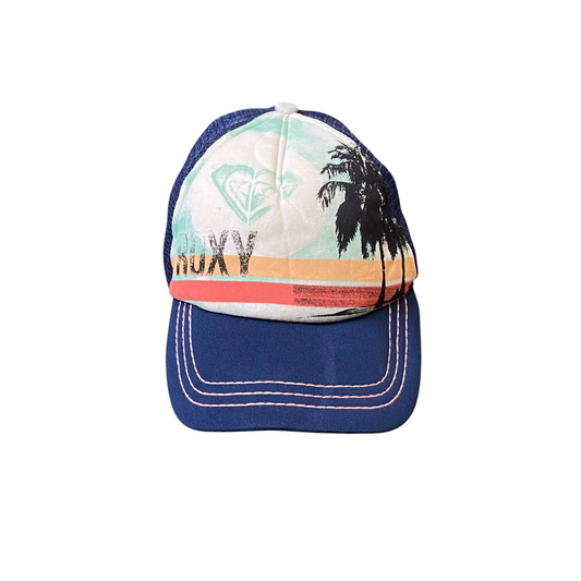Roxy Trucker Hat Womens Blue Graphic Print Mesh Back Adjustable Snapback Cap