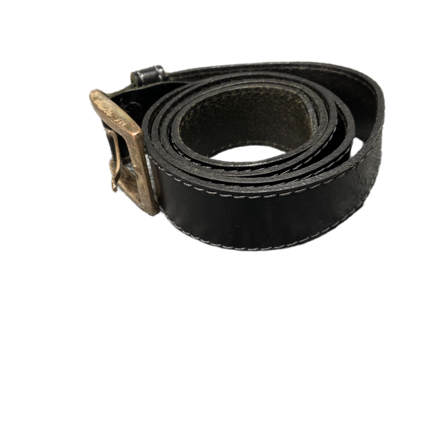 LLOYD Waist Belt Mens Black Leather Adjustable Brass Pin Buckle 43 inches