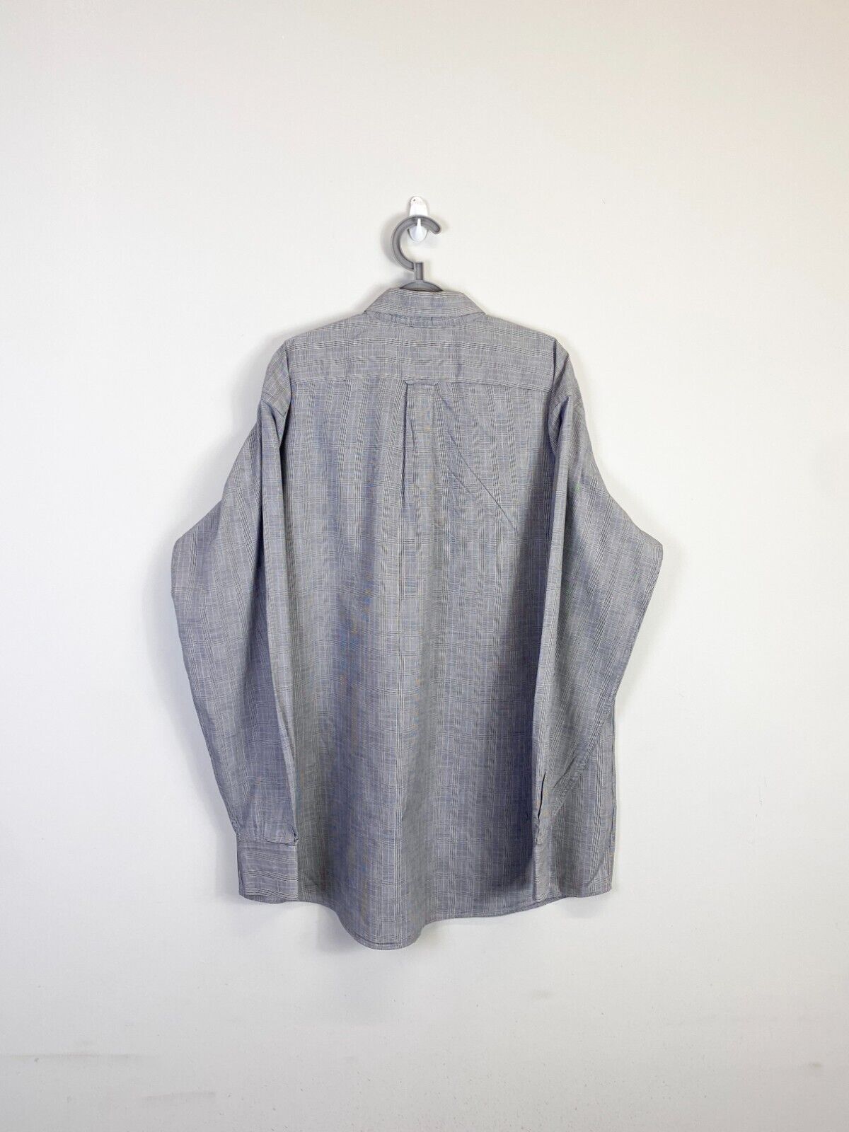 Tommy Hilfiger Dress Shirt Men Large Grey Striped Cotton Long Sleeve Button Down