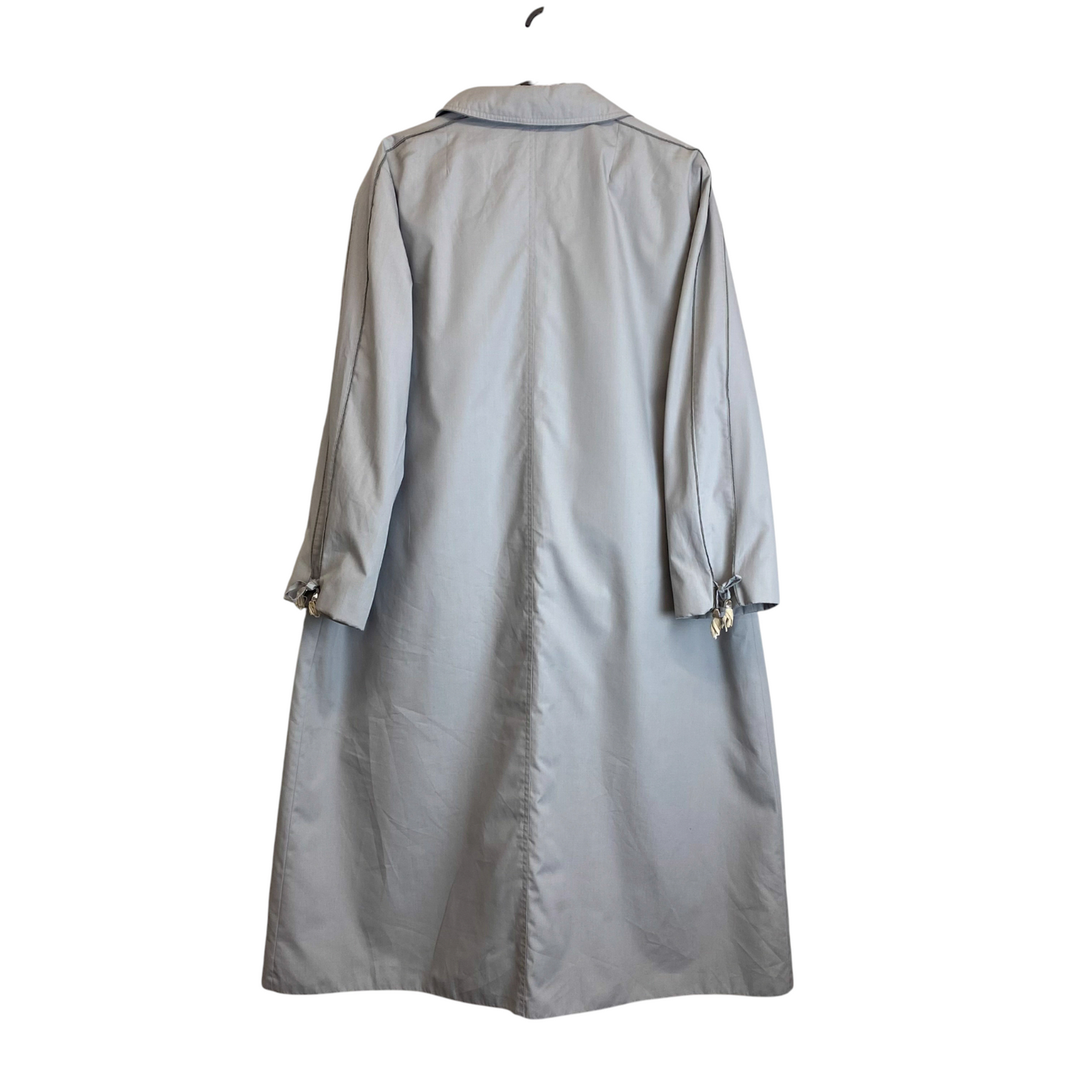 Trench Coat Womens L Grey Long Sleeve Collared Button Front Casual Outdoor