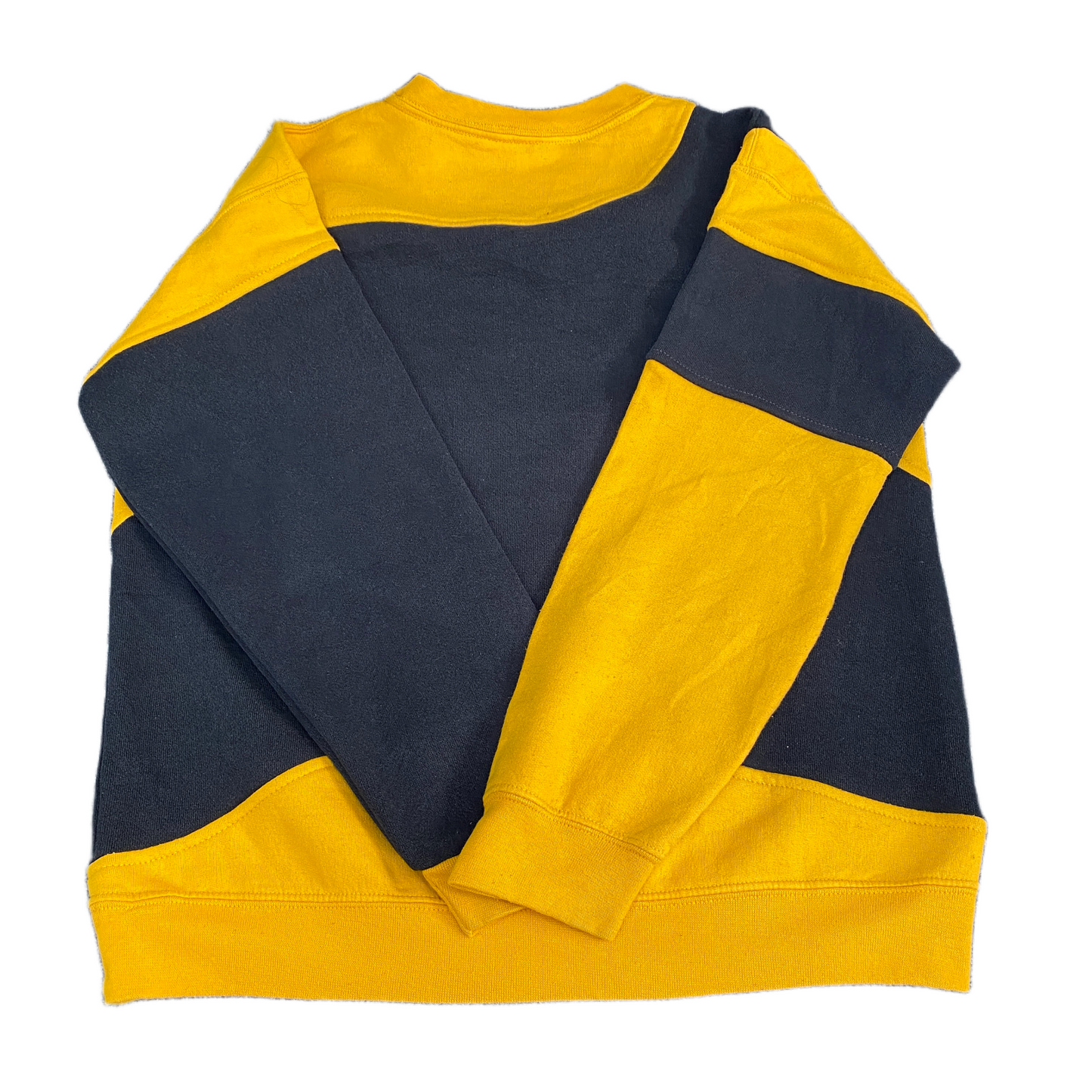 Nike Reworked Sweatshirt Mens M Yellow Black Embroidered Spellout Logo Vtg Y2K
