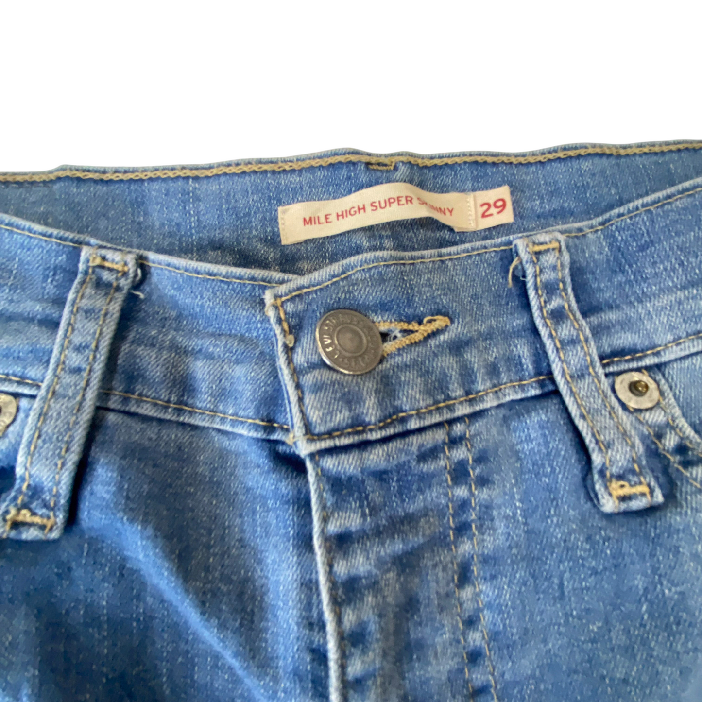 Levi's Jeans Womens Medium Blue Denim Mile High Super Skinny Fit Pockets Outdoor