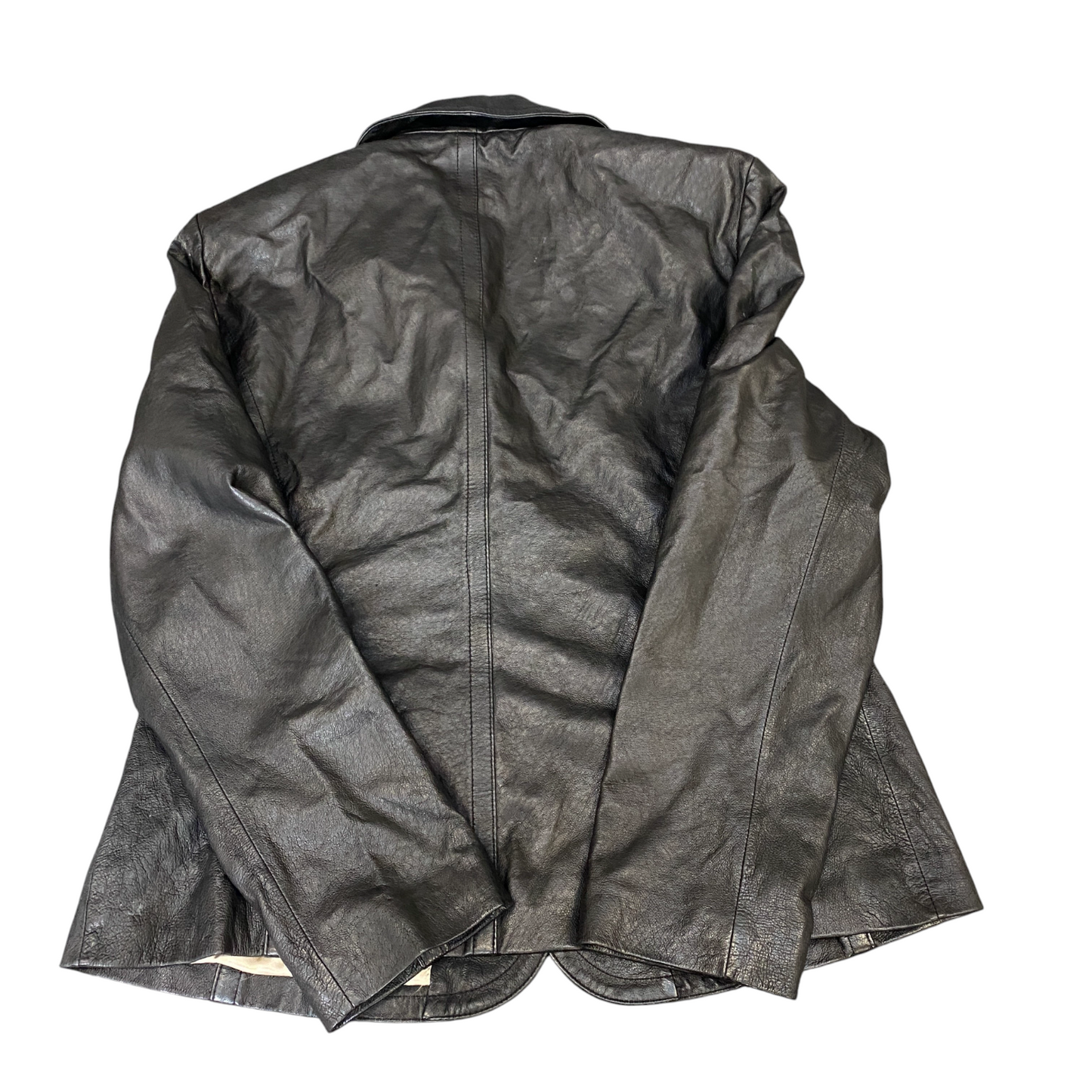 Avitano Genuine Leather Blazer Jacket Womens M Black Notch Lapel Single Breasted